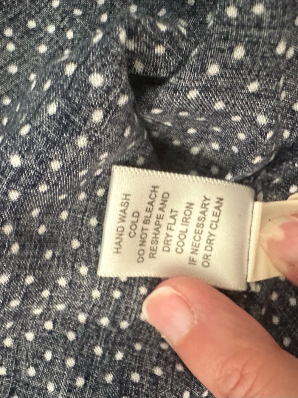 Spense Women’s Navy Blue Microdot Long Sleeve Button-Down Shirt - Picture 8 of 8